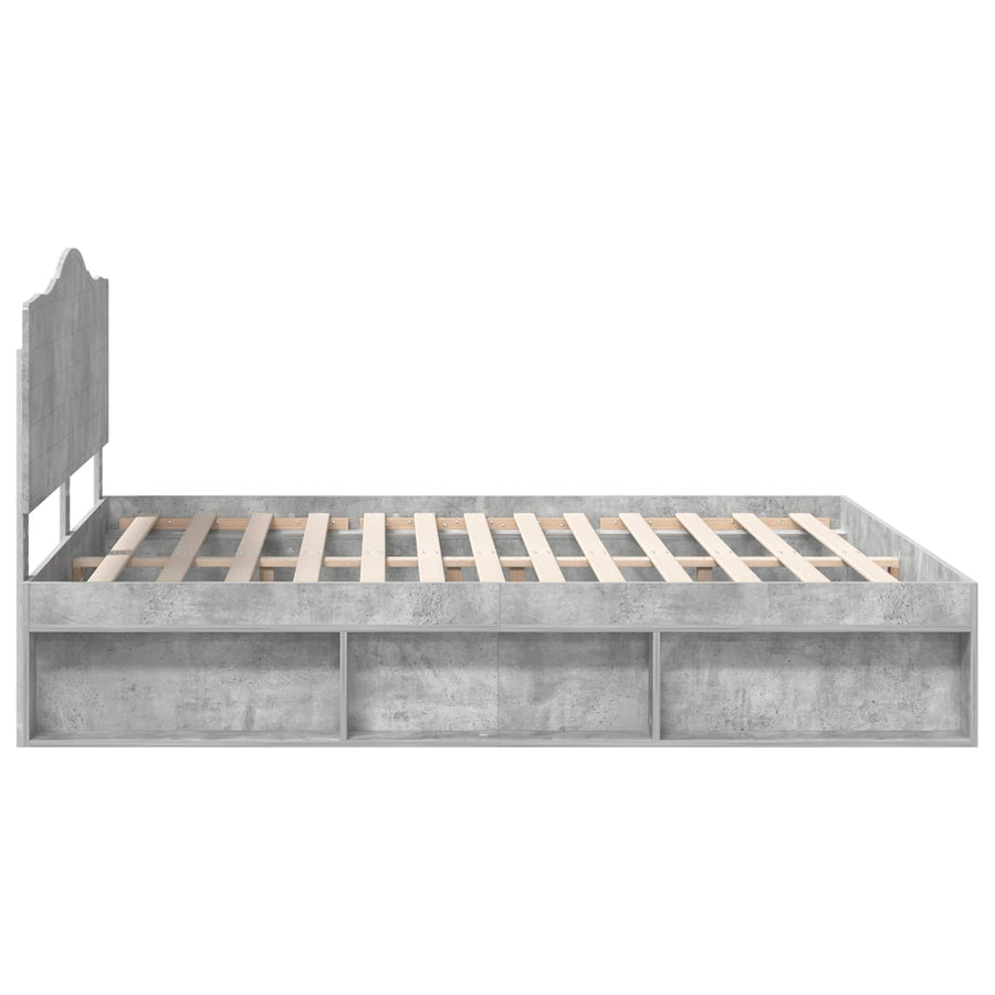 Bedframe met hoofdeinde Beton 180 x 200 cm Massief grenenhout