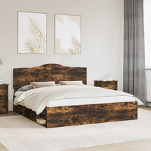 Bedframe Gerookt eiken 180 x 200 cm Massief grenenhout