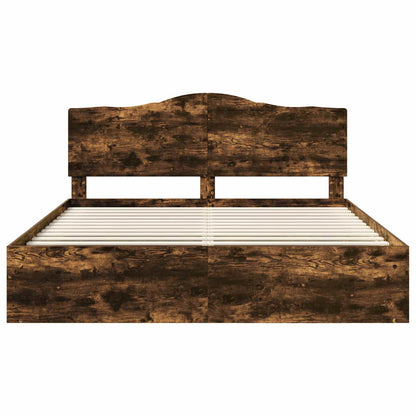 Bedframe Gerookt eiken 180 x 200 cm Massief grenenhout