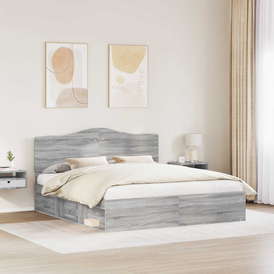 Bedframe Grijs Sonoma 180 x 200 cm Massief grenenhout