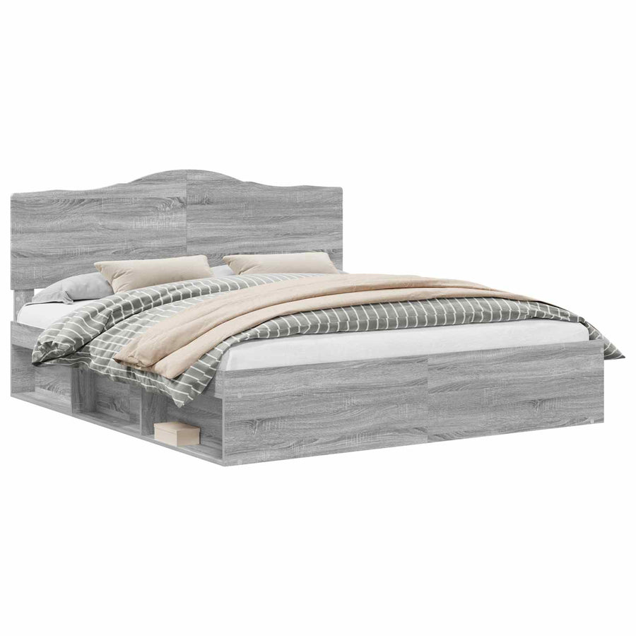 Bedframe Grijs Sonoma 180 x 200 cm Massief grenenhout