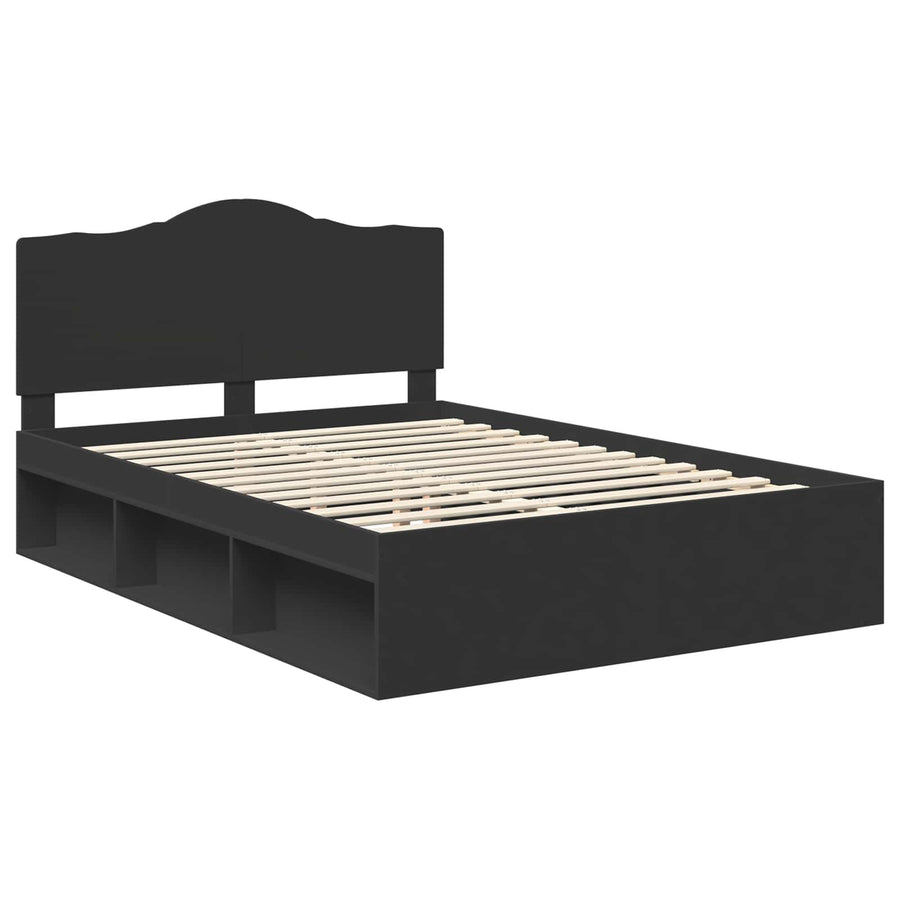 Bedframe met hoofdeinde Zwart 160 x 200 cm Massief grenenhout