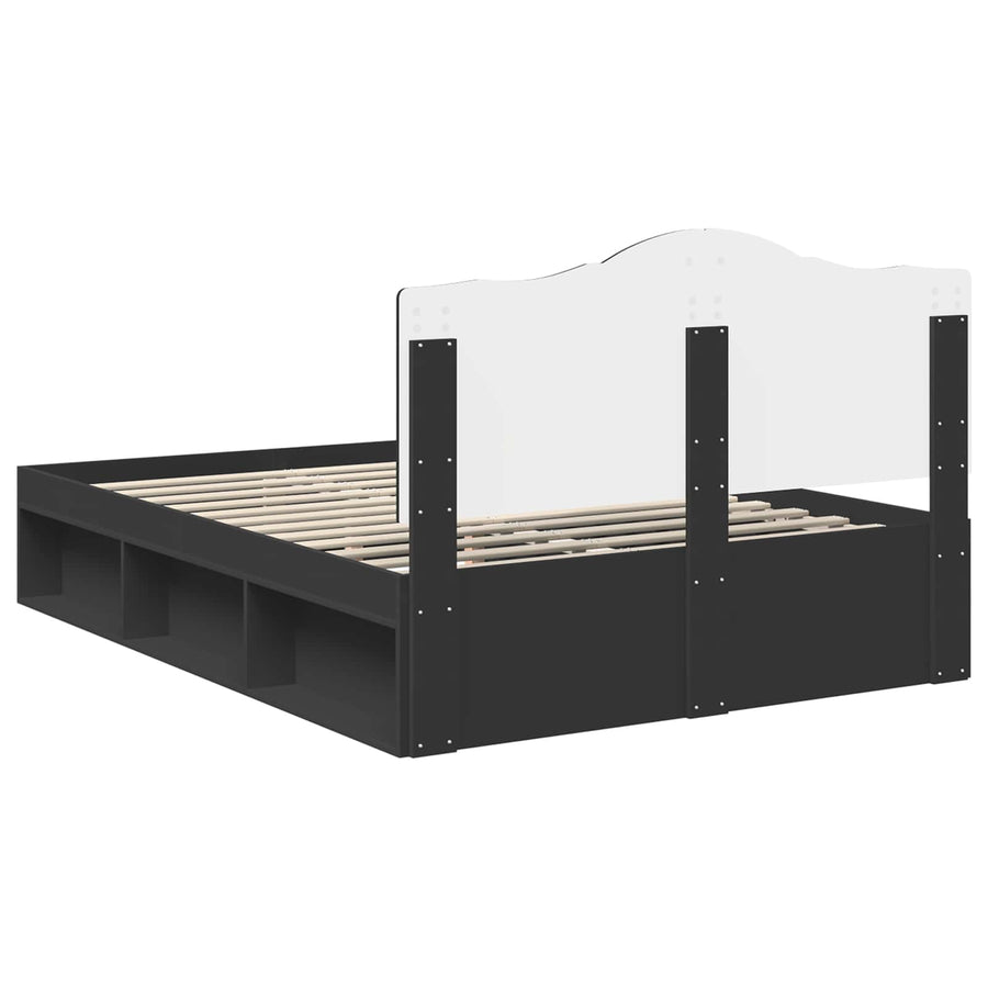 Bedframe met hoofdeinde Zwart 160 x 200 cm Massief grenenhout