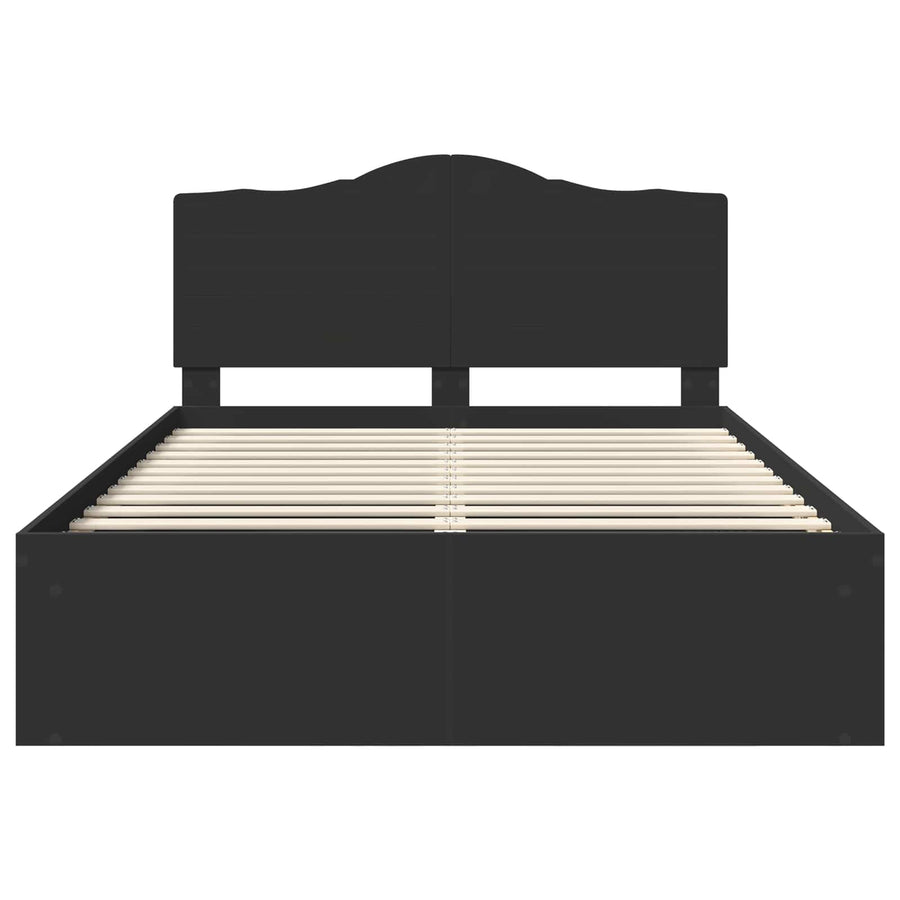 Bedframe met hoofdeinde Zwart 160 x 200 cm Massief grenenhout