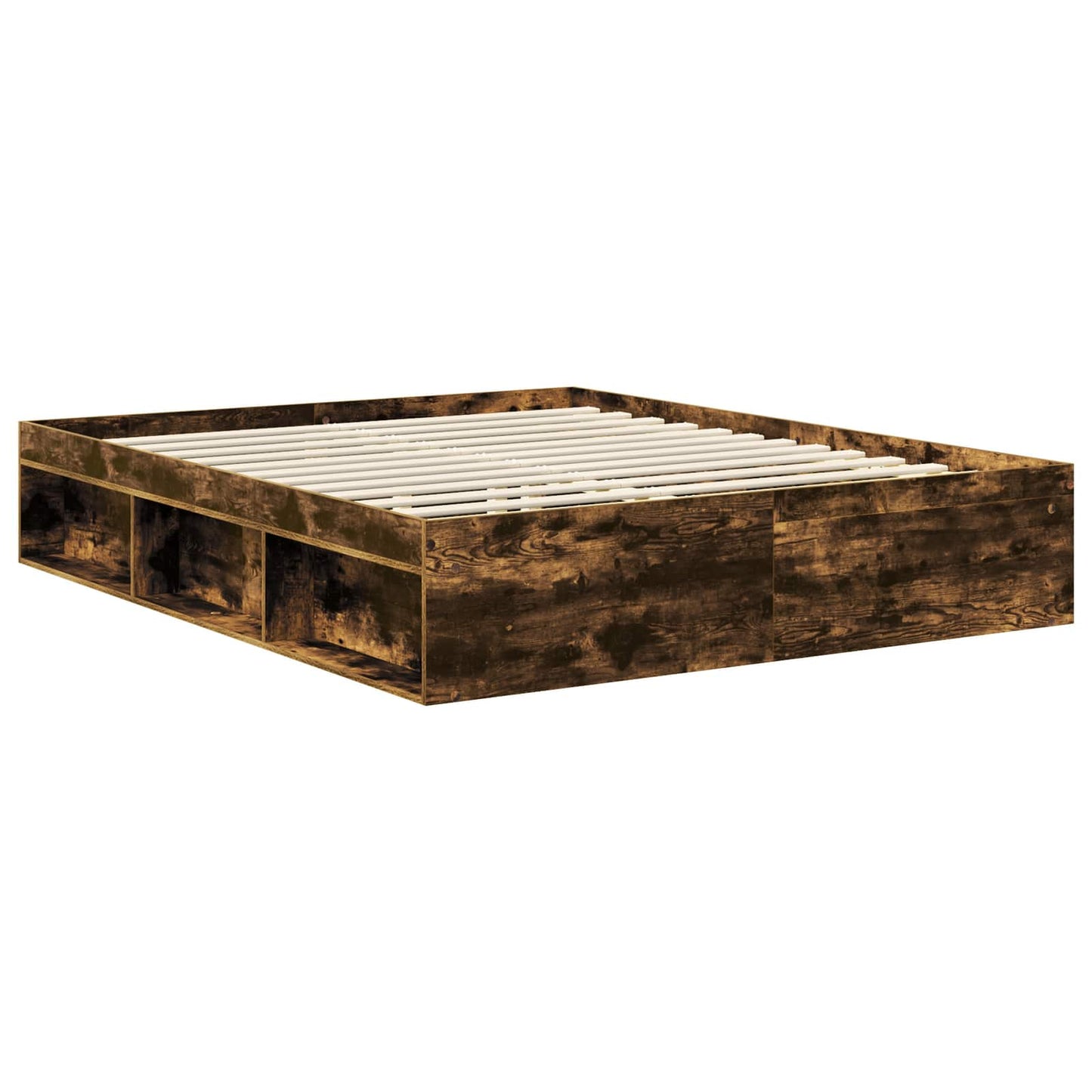 Bedframe Gerookt eiken 160 x 200 cm Massief grenenhout