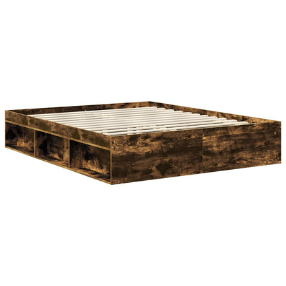 Bedframe Gerookt eiken 160 x 200 cm Massief grenenhout
