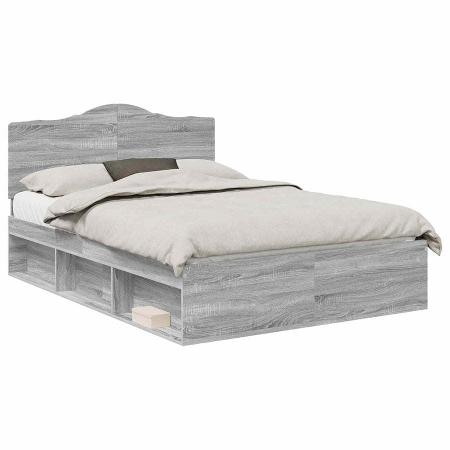 Bedframe Grijs Sonoma 160 x 200 cm Massief grenenhout