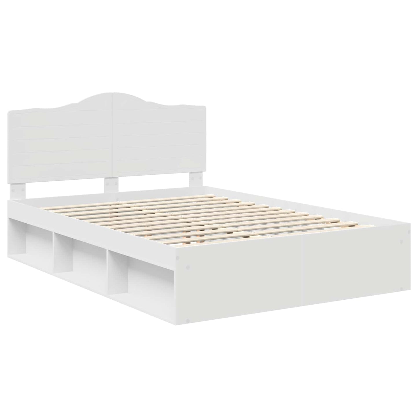 Bedframe met hoofdeinde Wit 150 x 200 cm Massief grenenhout