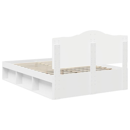 Bedframe met hoofdeinde Wit 150 x 200 cm Massief grenenhout