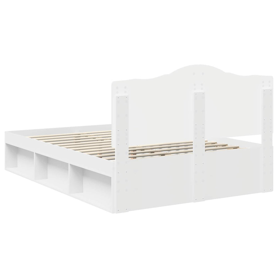 Bedframe met hoofdeinde Wit 150 x 200 cm Massief grenenhout