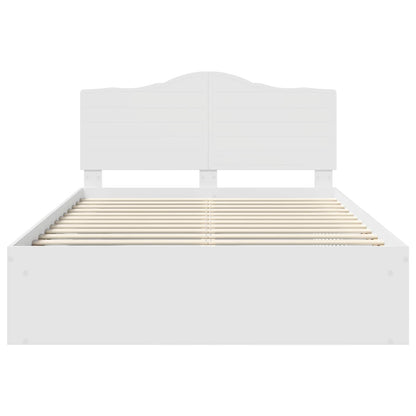 Bedframe met hoofdeinde Wit 150 x 200 cm Massief grenenhout