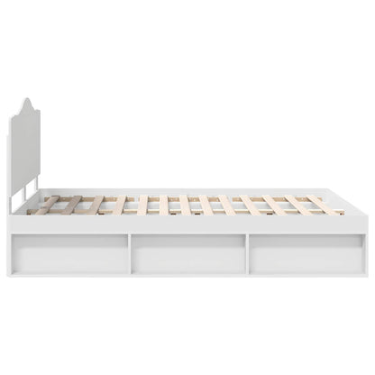Bedframe met hoofdeinde Wit 150 x 200 cm Massief grenenhout