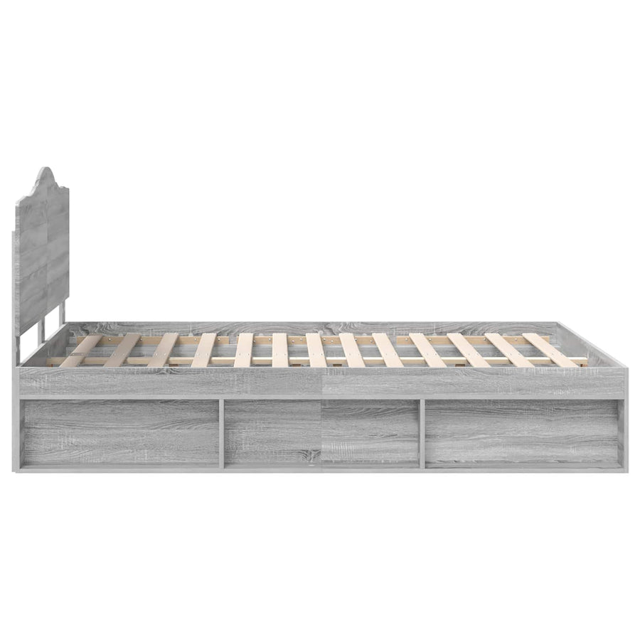 Bedframe Grijs Sonoma 150 x 200 cm Massief grenenhout