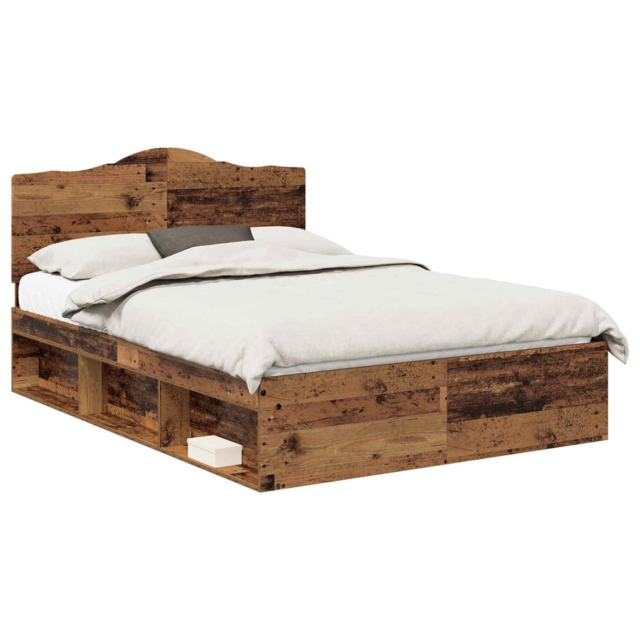Bedframe met hoofdeinde Oudhout 150 x 200 cm Massief grenenhout