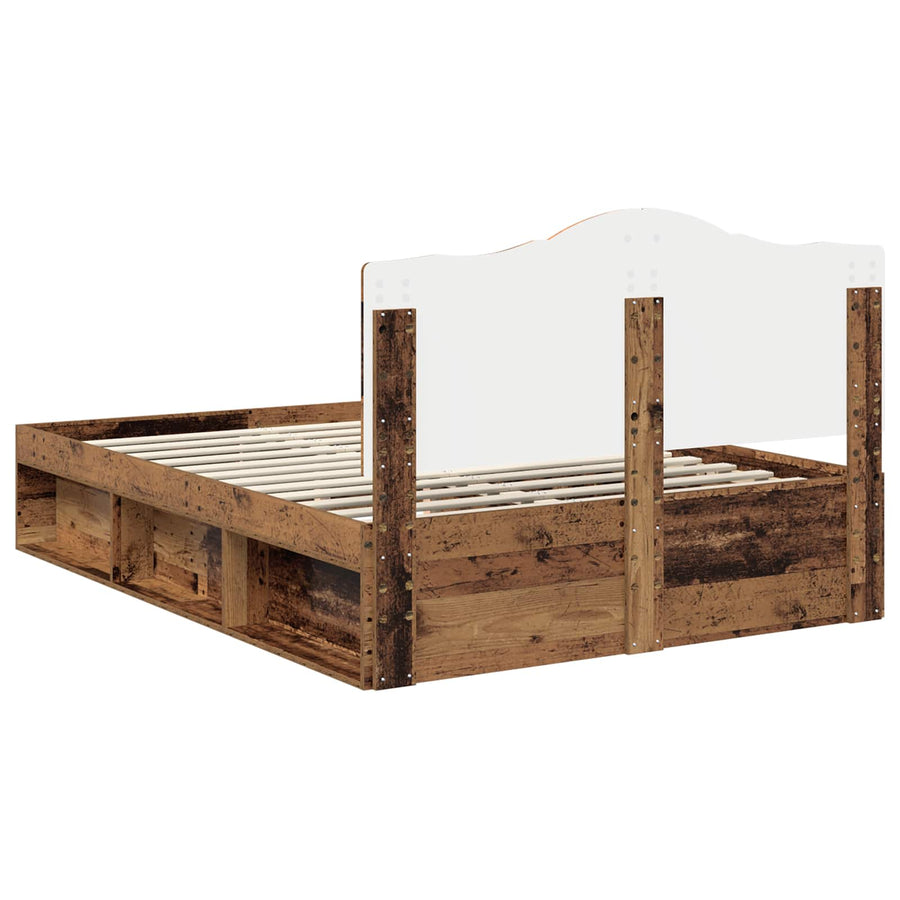 Bedframe met hoofdeinde Oudhout 150 x 200 cm Massief grenenhout