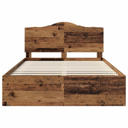 Bedframe met hoofdeinde Oudhout 150 x 200 cm Massief grenenhout