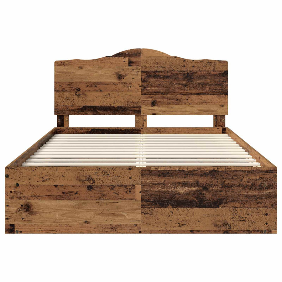 Bedframe met hoofdeinde Oudhout 150 x 200 cm Massief grenenhout