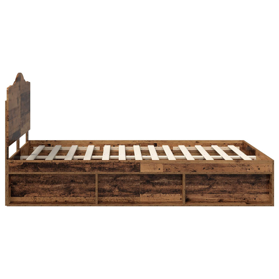 Bedframe met hoofdeinde Oudhout 150 x 200 cm Massief grenenhout