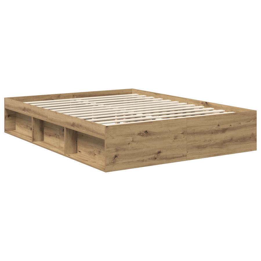 Bedframe Ambachtelijk eiken 150 x 200 cm Massief grenenhout