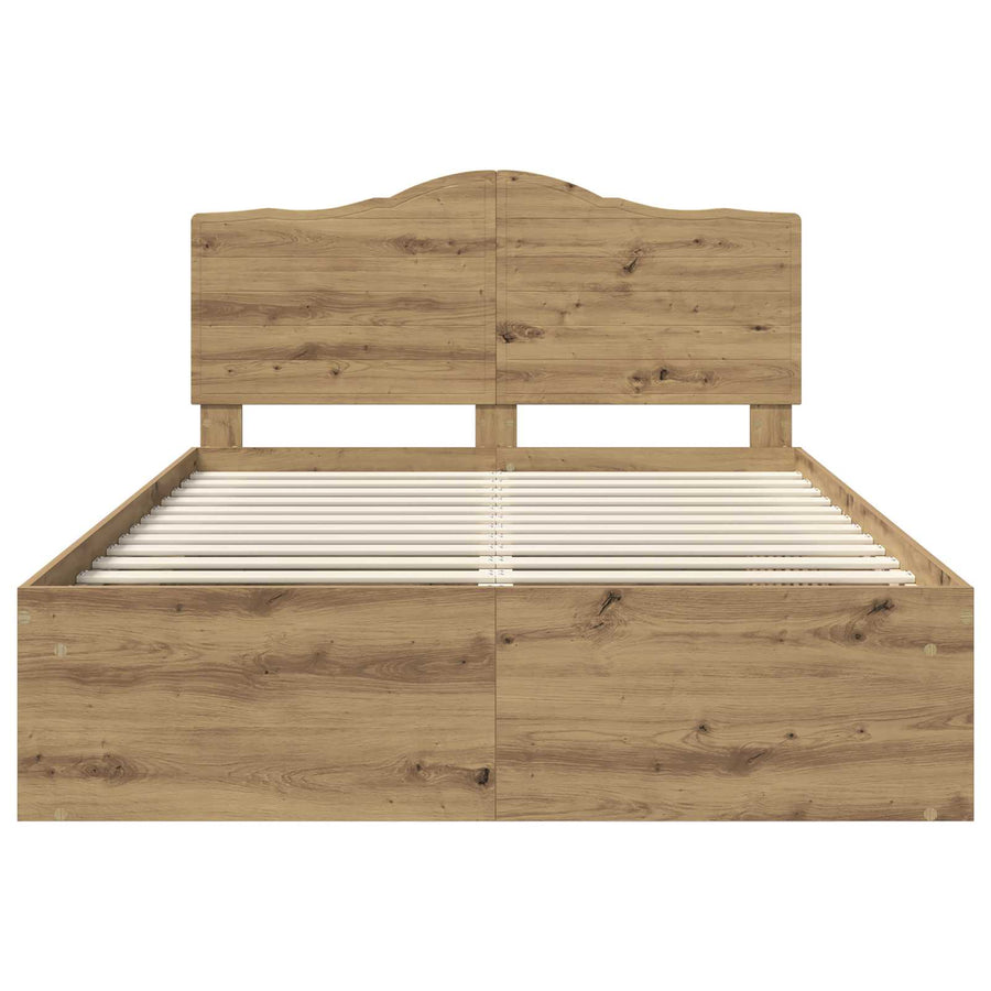 Bedframe Ambachtelijk eiken 150 x 200 cm Massief grenenhout