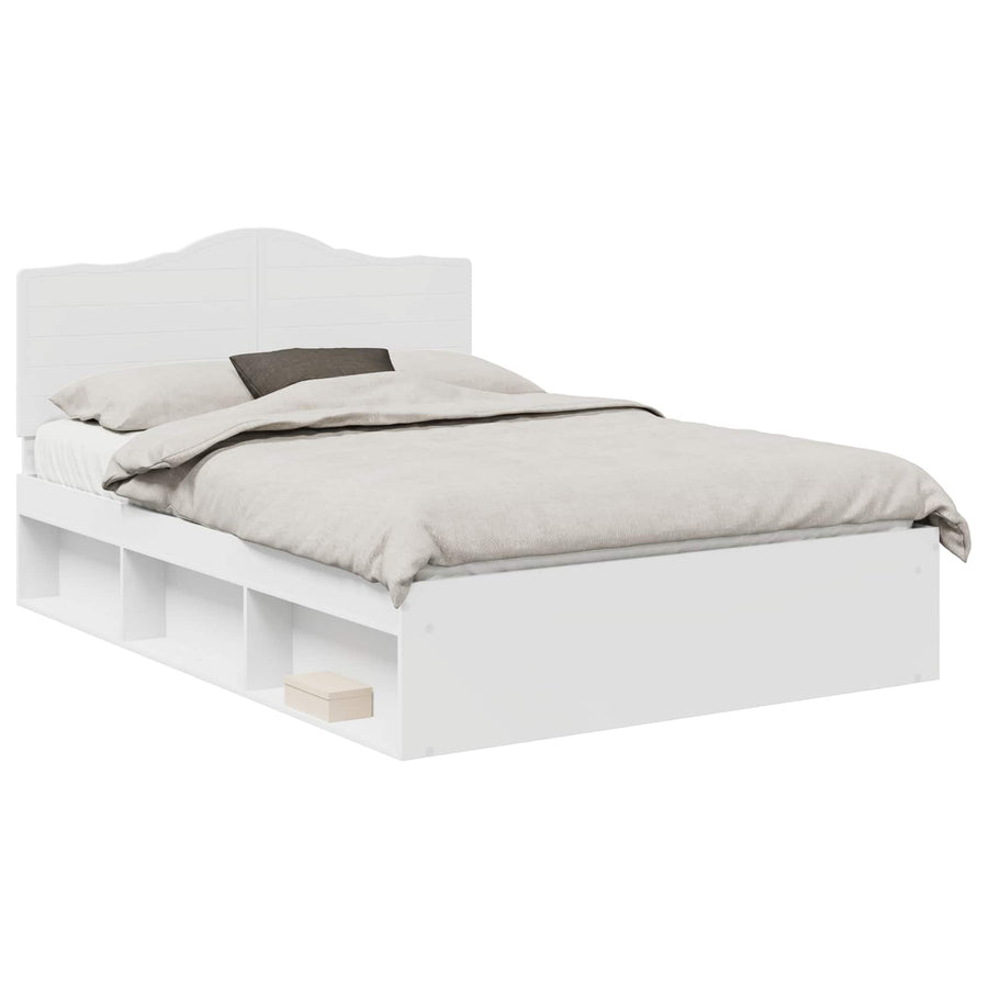 Bedframe met hoofdeinde Wit 140 x 200 cm Massief grenenhout