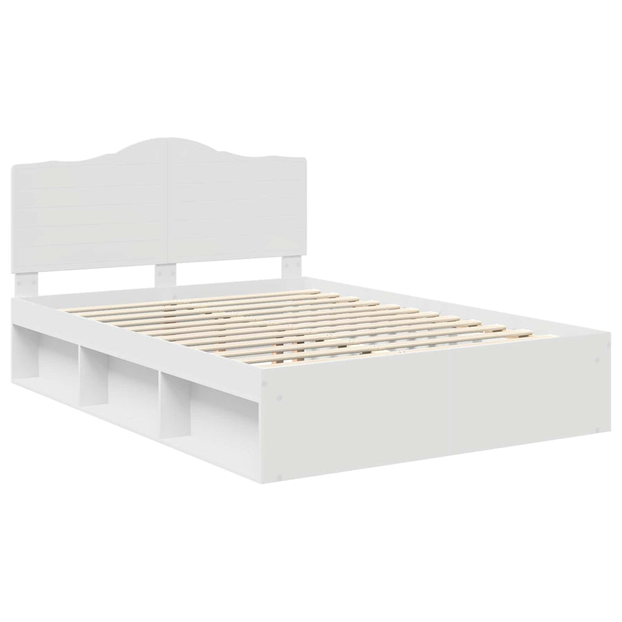 Bedframe met hoofdeinde Wit 140 x 200 cm Massief grenenhout