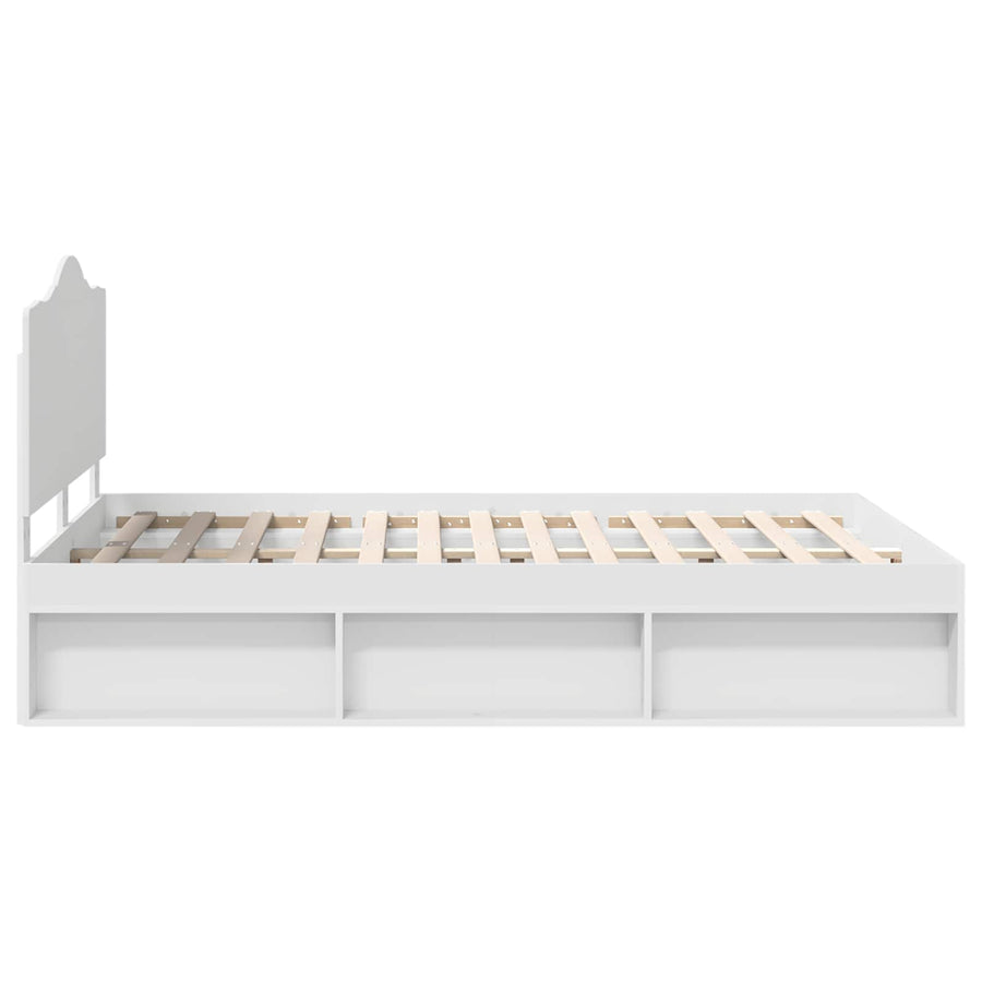 Bedframe met hoofdeinde Wit 140 x 200 cm Massief grenenhout
