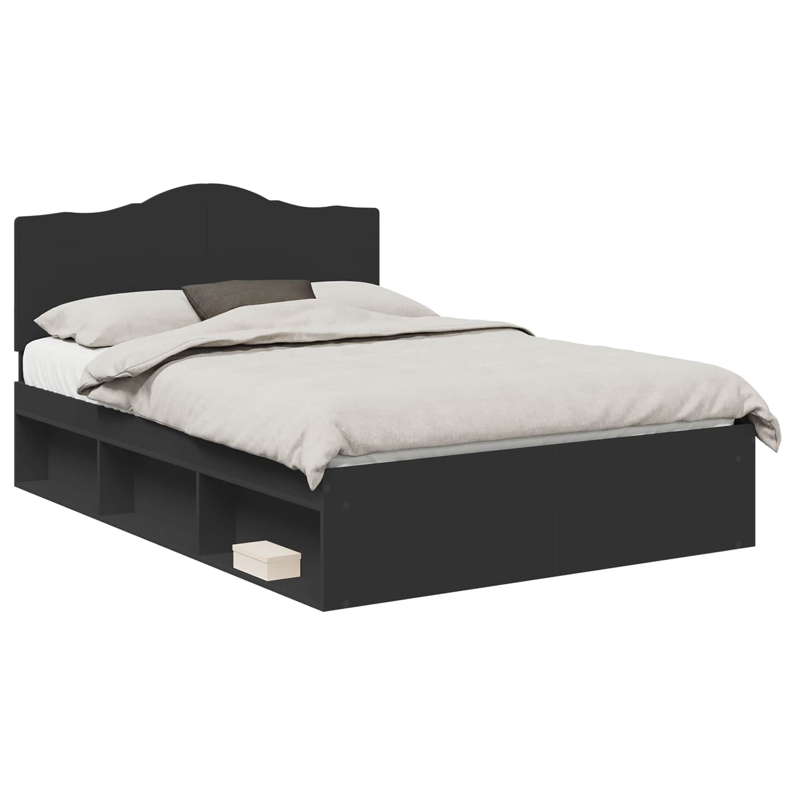 Bedframe met hoofdeinde Zwart 140 x 200 cm Massief grenenhout
