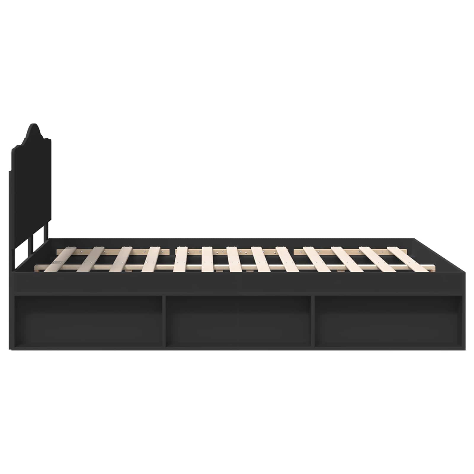 Bedframe met hoofdeinde Zwart 140 x 200 cm Massief grenenhout