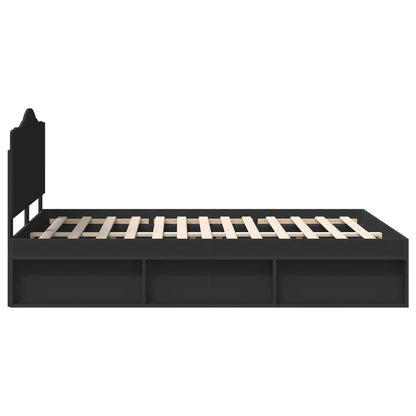 Bedframe met hoofdeinde Zwart 140 x 200 cm Massief grenenhout