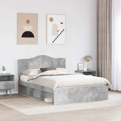 Bedframe met hoofdeinde Beton 140 x 200 cm Massief grenenhout