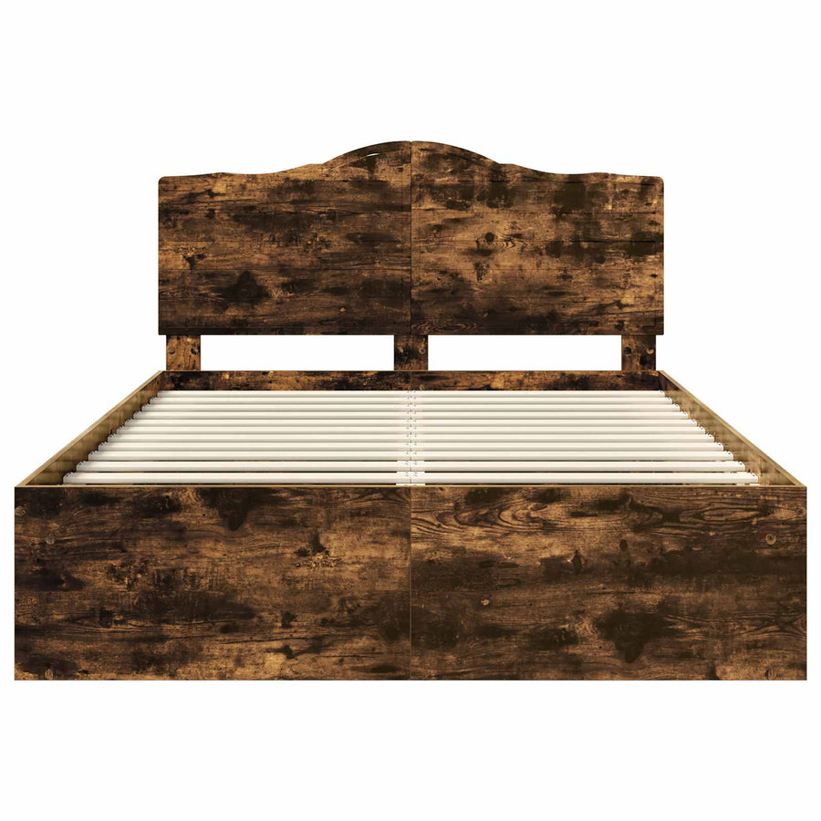Bedframe Gerookt eiken 140 x 200 cm Massief grenenhout