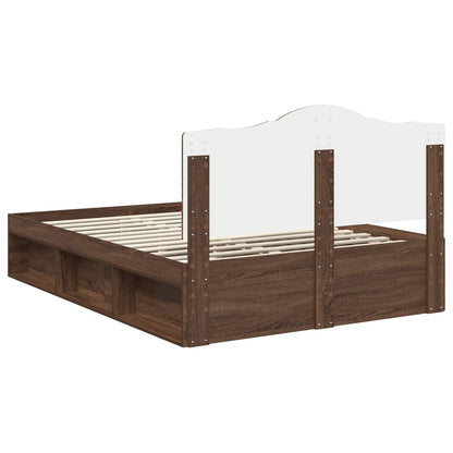 Bedframe Bruin Eiken 140 x 200 cm Massief grenenhout