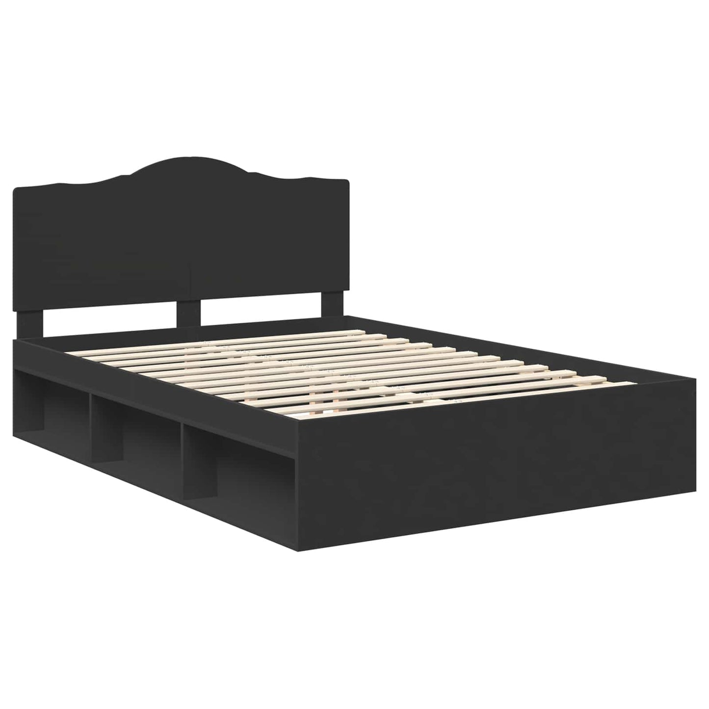 Bedframe met hoofdeinde Zwart 140 x 190 cm Massief grenenhout