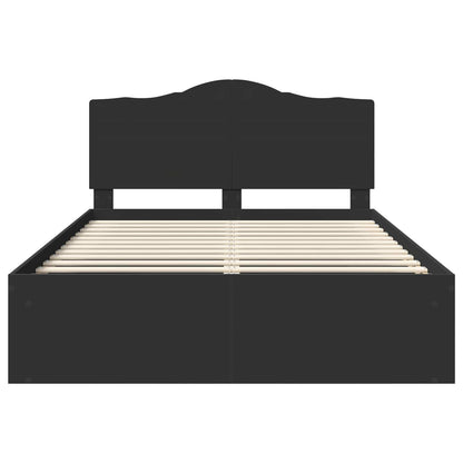 Bedframe met hoofdeinde Zwart 140 x 190 cm Massief grenenhout