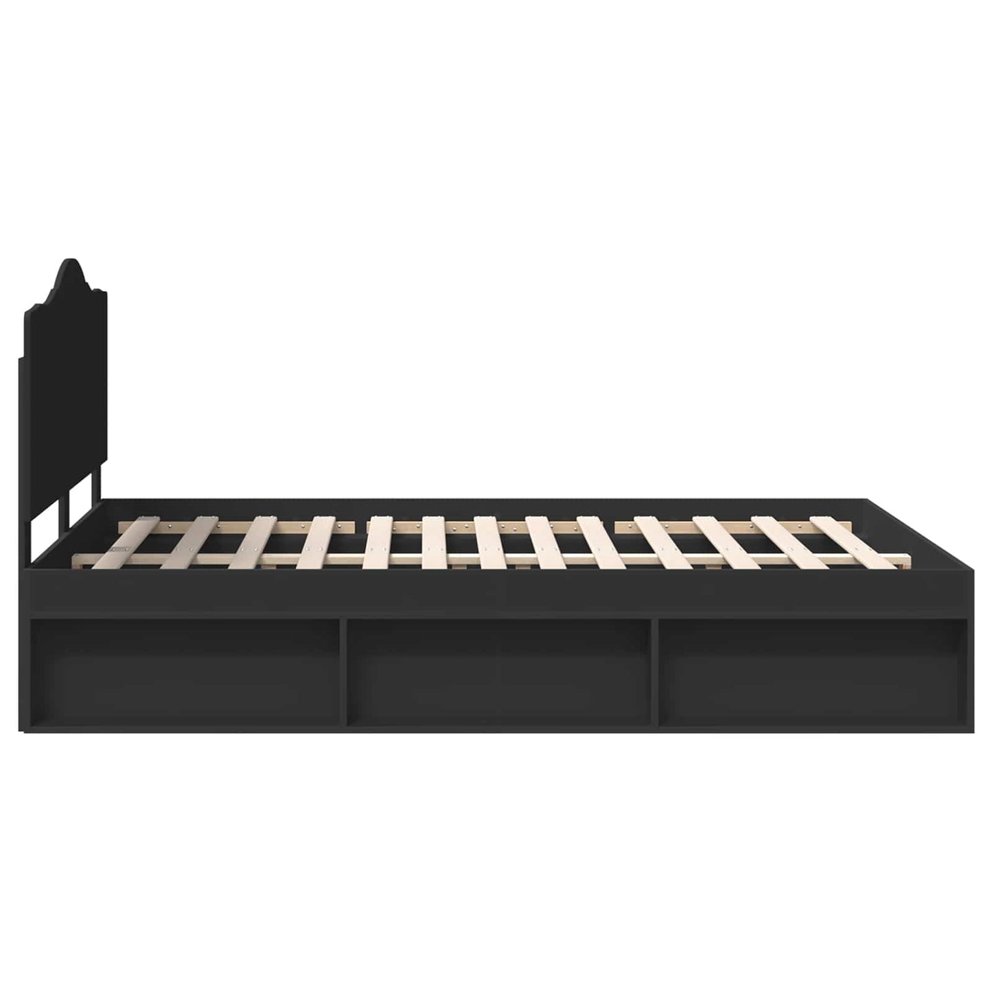 Bedframe met hoofdeinde Zwart 140 x 190 cm Massief grenenhout