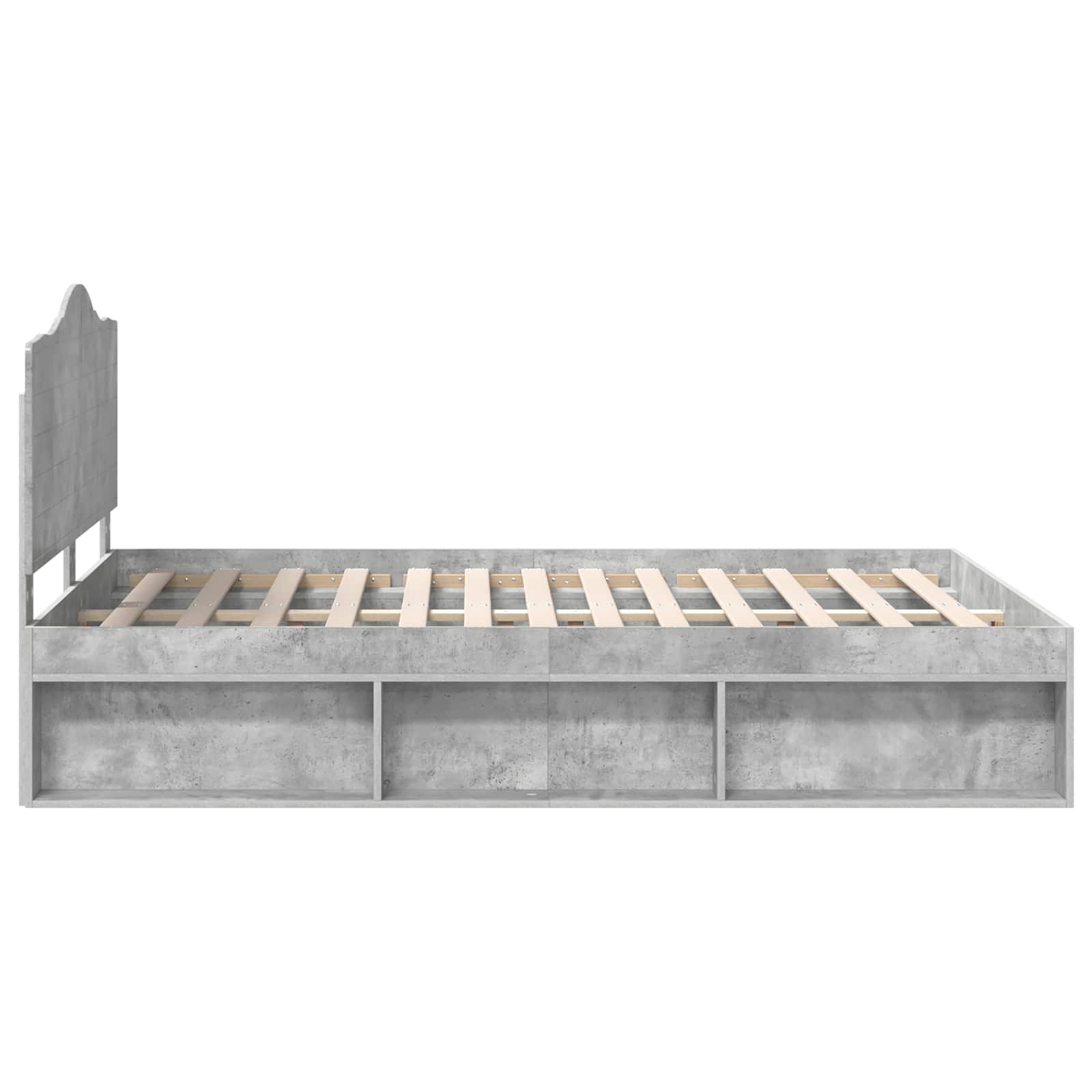 Bedframe met hoofdeinde Beton 140 x 190 cm Massief grenenhout