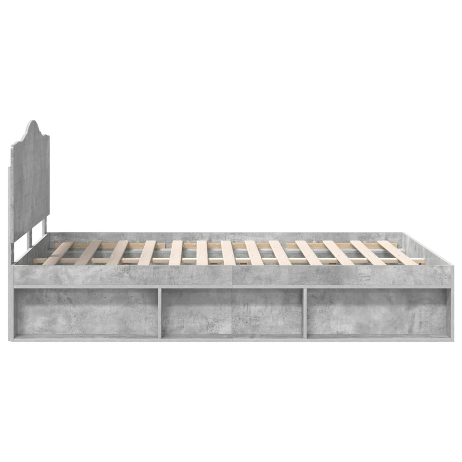 Bedframe met hoofdeinde Beton 140 x 190 cm Massief grenenhout
