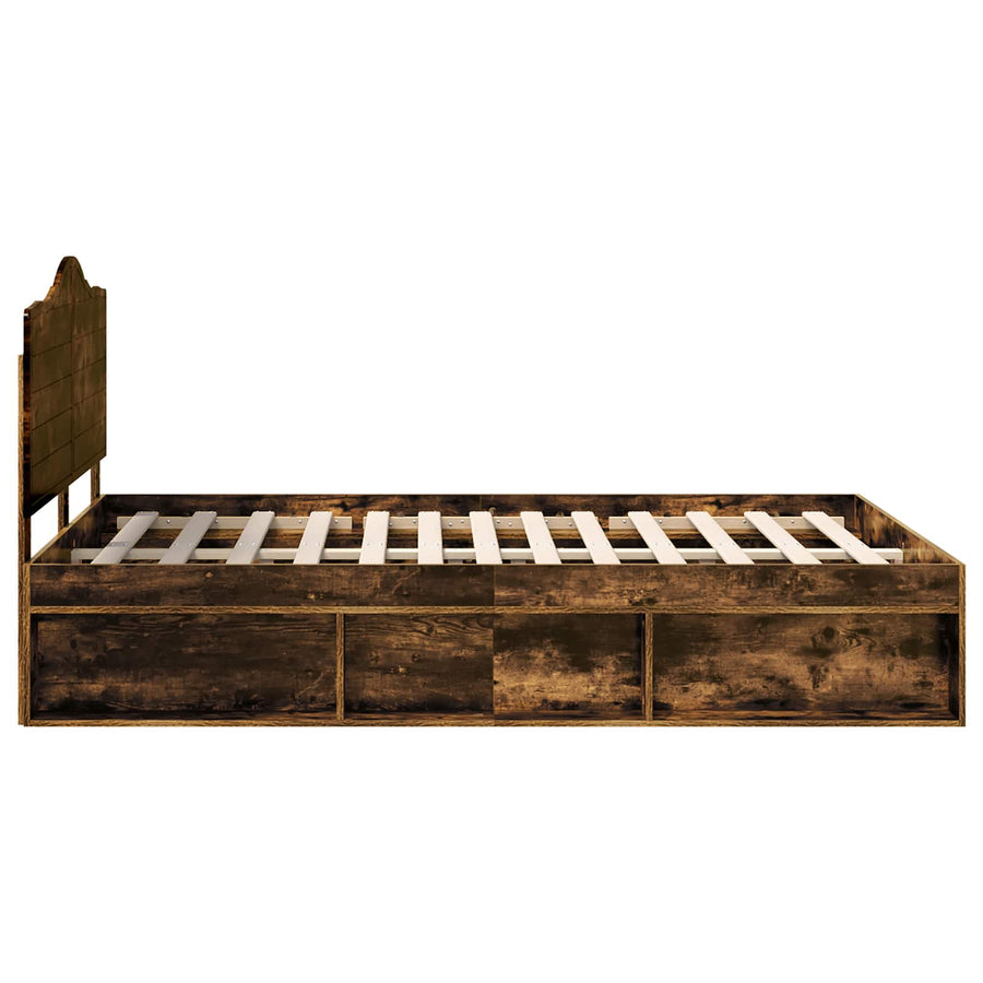 Bedframe Gerookt eiken 140 x 190 cm Massief grenenhout
