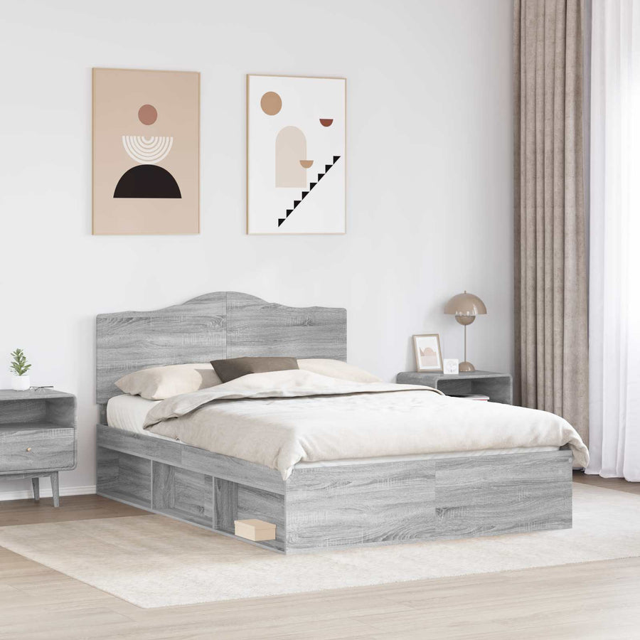 Bedframe Grijs Sonoma 140 x 190 cm Massief grenenhout