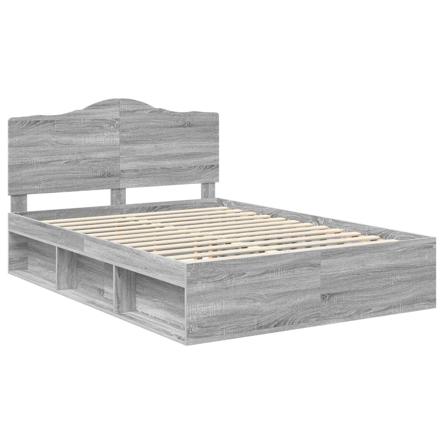 Bedframe Grijs Sonoma 140 x 190 cm Massief grenenhout