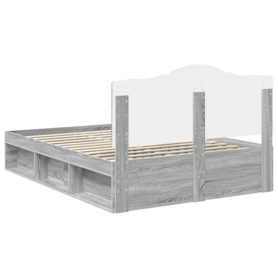 Bedframe Grijs Sonoma 140 x 190 cm Massief grenenhout