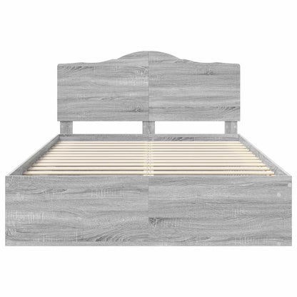Bedframe Grijs Sonoma 140 x 190 cm Massief grenenhout