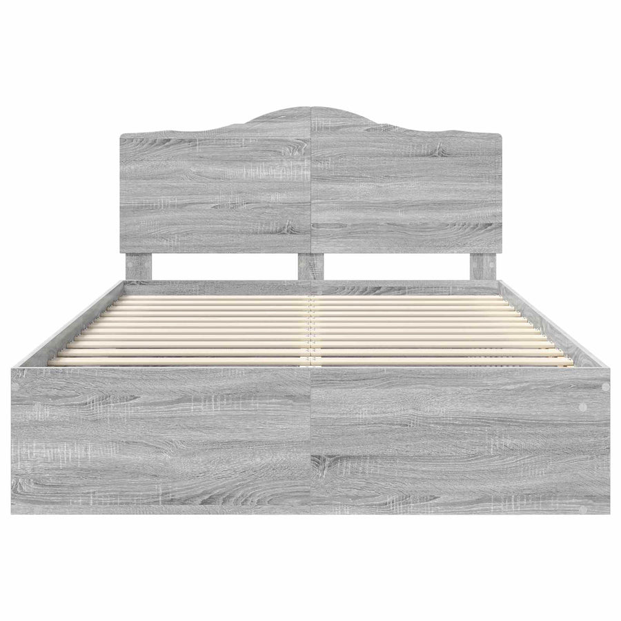 Bedframe Grijs Sonoma 140 x 190 cm Massief grenenhout