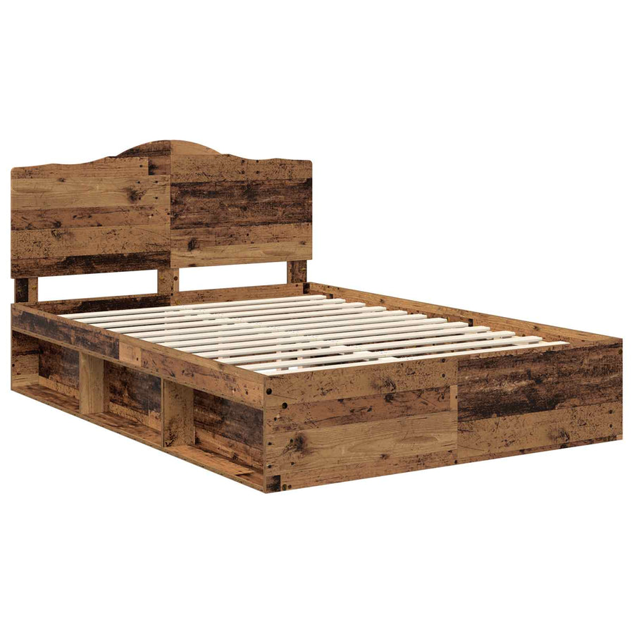 Bedframe met hoofdeinde Oudhout 140 x 190 cm Massief grenenhout
