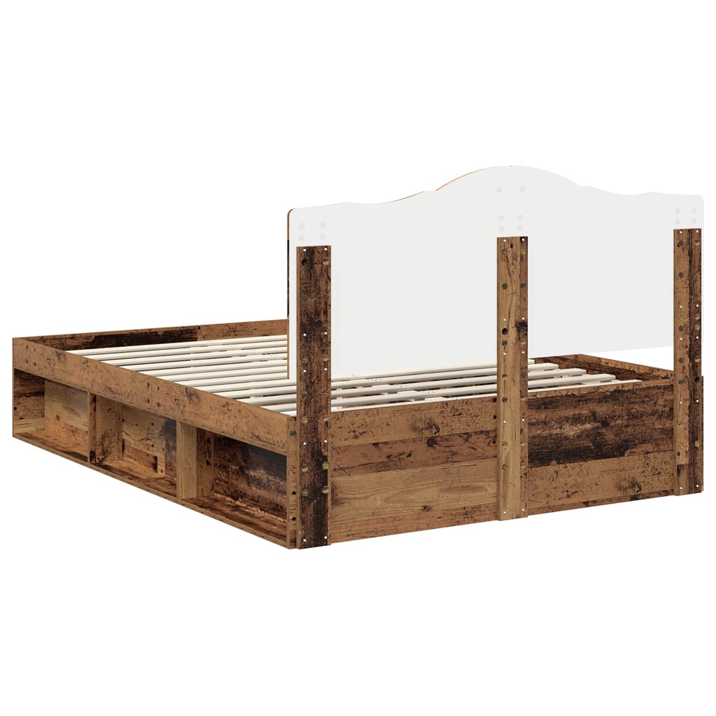 Bedframe met hoofdeinde Oudhout 140 x 190 cm Massief grenenhout