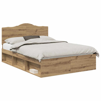 Bedframe Ambachtelijk eiken 140 x 190 cm Massief grenenhout