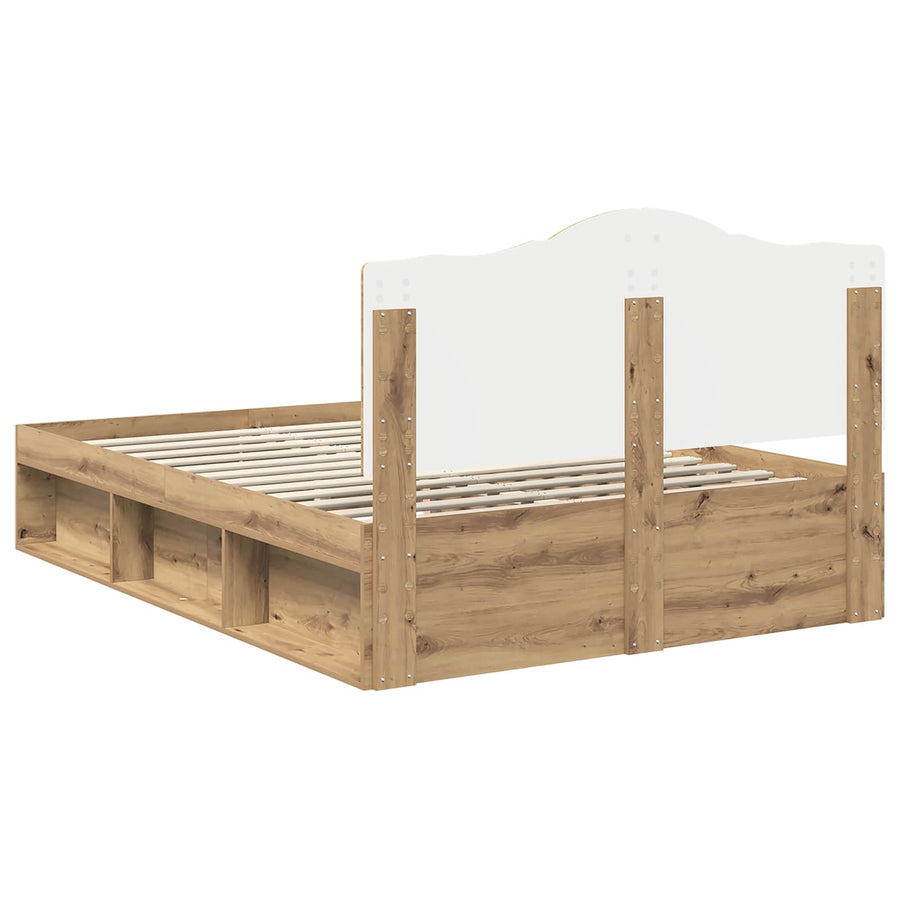 Bedframe Ambachtelijk eiken 140 x 190 cm Massief grenenhout