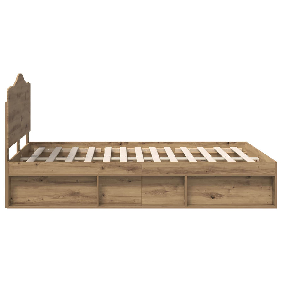 Bedframe Ambachtelijk eiken 140 x 190 cm Massief grenenhout