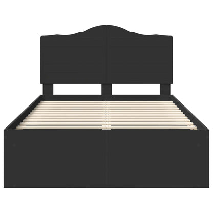 Bedframe met hoofdeinde Zwart 135 x 190 cm Massief grenenhout